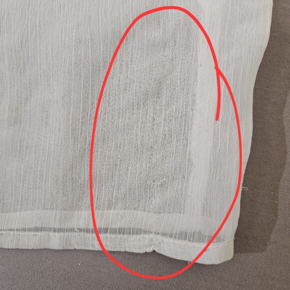 American Rag Cie Womens Peasant Top Sz L Ivory Sheer Boho Blouse Oversized Vtg - Picture 15 of 16